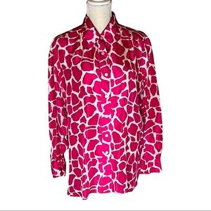 Cervelle pink and white animal print blouse size large